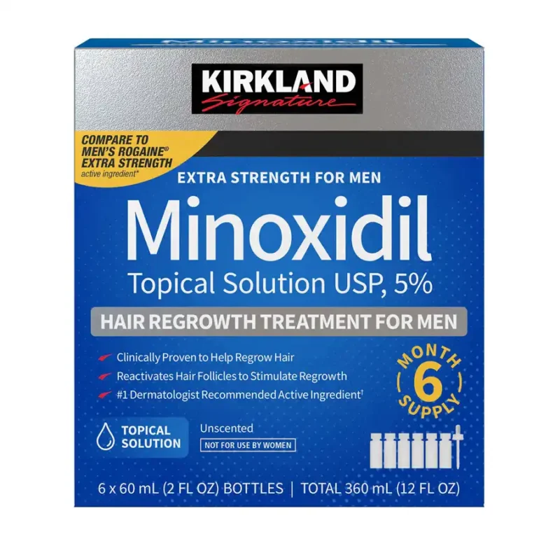 KIRKLAND minoxidil 5%, perte de cheveux 6 mois