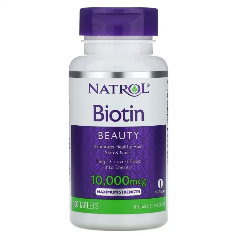 Natrol Biotin, Peau,cheveux et ongles, 10000mcg, 100 cmps