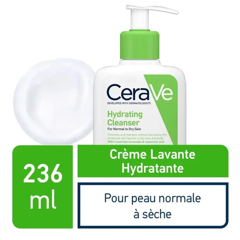 CERAVE Crème Lavante Hydratante P.Sèche, 236 ml – Image 2
