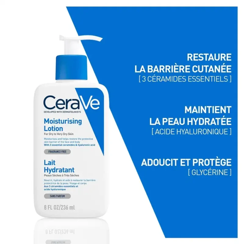 CeraVe Lait Hydratant Léger Peau Sèche/Normales, 236ml – Image 3