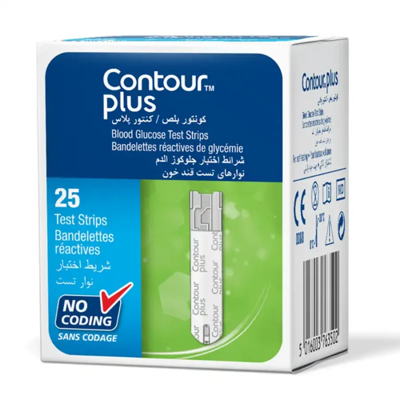 Contour plus bandelettes de test de la glycémie, 25 pcs