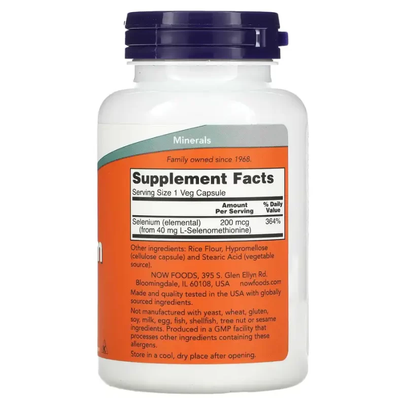 NOW Foods, Sélénium, 200 µg, 180 capsules – Image 2