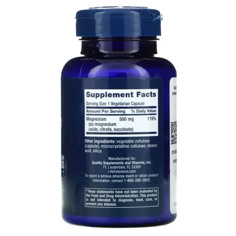 Life Extension, magnésium, 500 mg, 100 capsules – Image 2