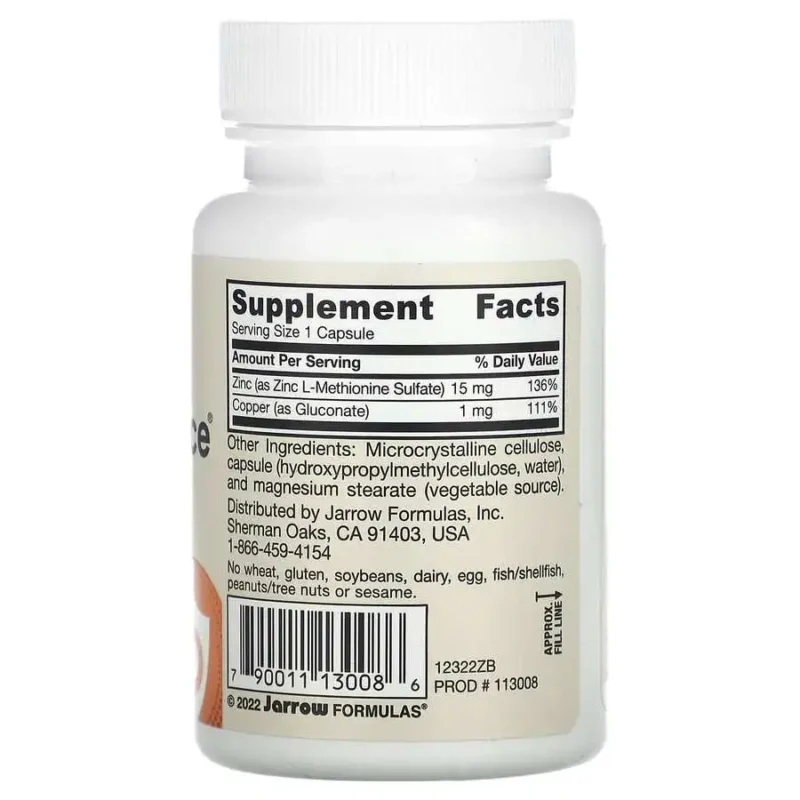 Jarrow Formulas, Zinc Balance, 100 capsules – Image 2