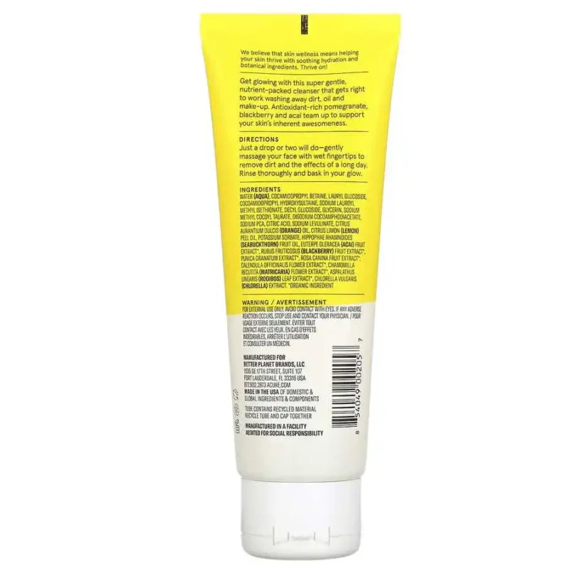 Acure le Gel nettoyant éclaircissant pour visage, 118ml – Image 2