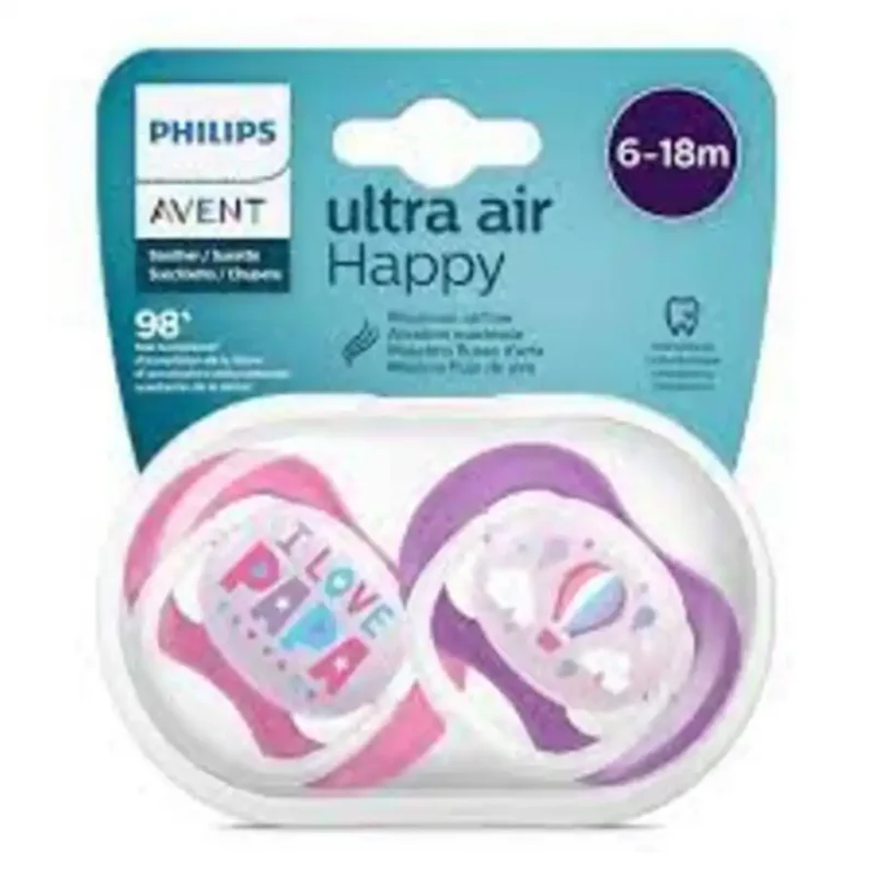 AVENT 2 Sucettes Ortho 6-18m Girl Scf080/04 Pap/ballo