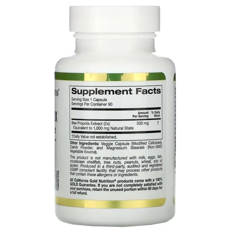 California Gold Nutrition, Propolis d'abeille, extrait concentré, 500 mg, 90 caps – Image 2
