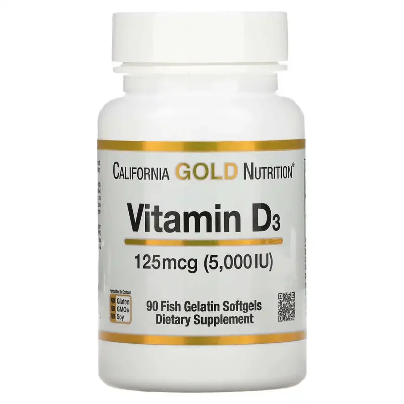 California Gold Nutrition Vitamine D3, 5000 IU, 90 capsules