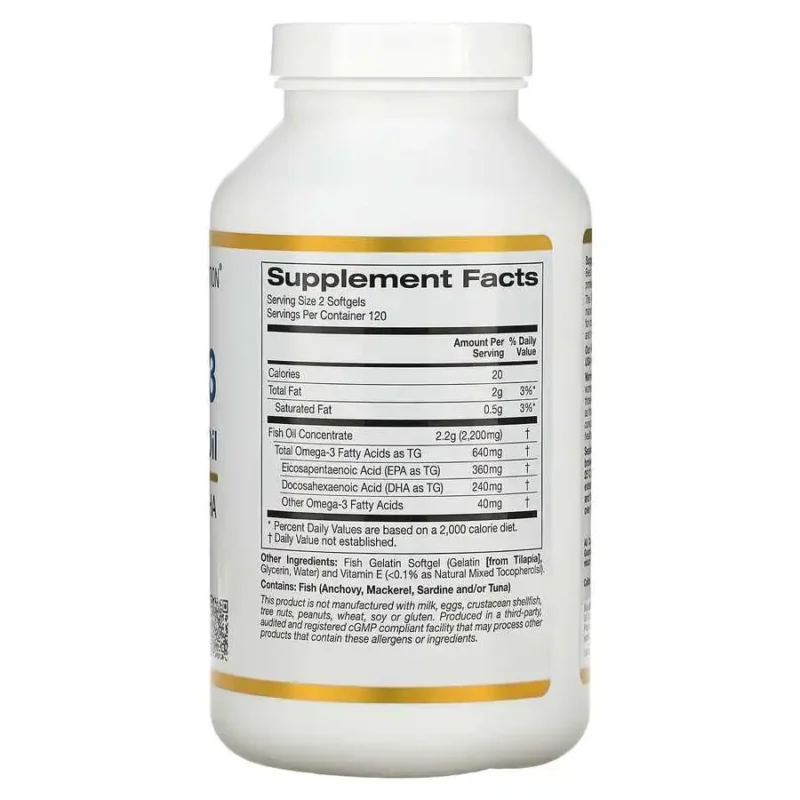 California Gold Nutrition Omega 3, 240 caps – Image 2