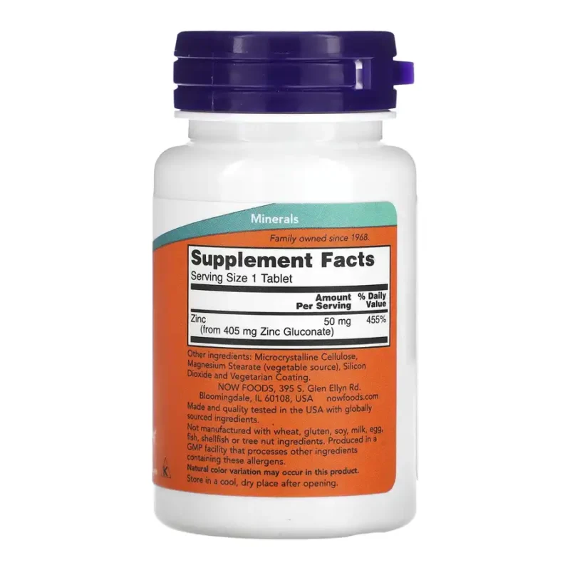 NOW Foods Zinc 50 mg, Renforcer le système immunitaire, 100 Cmps – Image 2